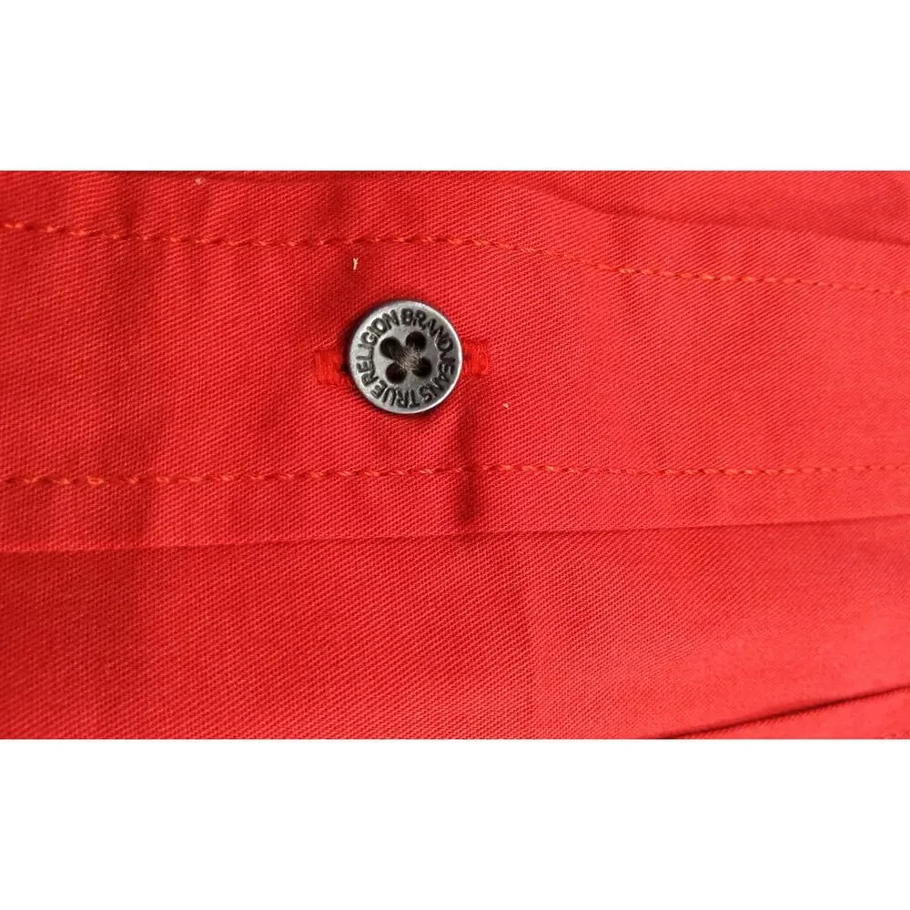 True Religion NTW red short sleeve button down shirt mens size S streetwear bold